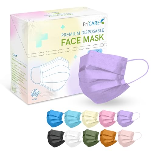 FriCARE Face Masks Disposable for Adults, 4 Ply ASTM Level 3, Individually Wrapped Mask for Allergy Protection, 100 Pack, Crown Elegance - color: Crown Elegance