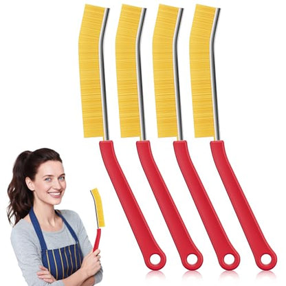 JOYMOOP 4 Pack Crevice Cleaning Brush, Red Hard Bristle Grout Brush, House Cleaning Supplies, Magnetic Gap Cleaning Brush for Kitchen, Bathroom, Window, Toilet, Multifunctional Cleaning Tools - color: Red, size: 4 Pack
