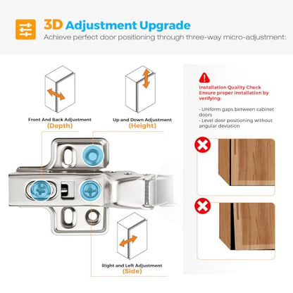 HOME EDIT 1 Pairs 2 Pack European Full Overlay Soft Close Cabinet Hinges Concealed Kitchen Cabinet Hinges Heavy-Duty Frameless Adjustable for Cupboard Hardware - size: Full Overlay