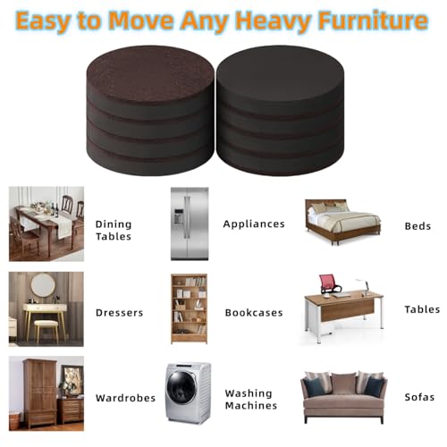 Felt Furniture Sliders for Hardwood Floors - FURNIGEAR 8 PCS 3 ½" Furniture Moving Pads Sliders – Heavy Duty Felt Sliders Chair Leg Floor Protectors - Move Your Furniture Easily & Safety - size: 3 1/2 inch - 8 PCS Brown