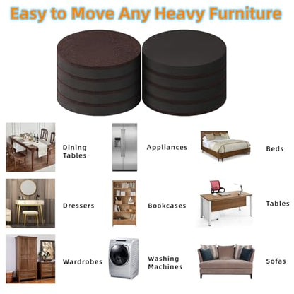 Felt Furniture Sliders for Hardwood Floors - Furnigear 16 PCS 3 ½" Furniture Moving Pads Sliders – Heavy Duty Felt Sliders Chair Leg Floor Protectors - Move Your Furniture Easily & Safety - size: 3 1/2 inch - 16 PCS Brown