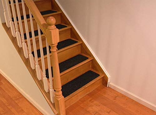 Stair Treads Collection Indoor Skid Slip Resistant Carpet Stair Tread Treads (7 inch x 24 inch) (Black, Set of 13) - color: Black, size: 13 Pcs - 7"x24"