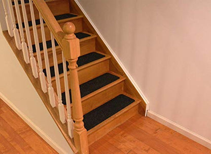Stair Treads Collection Indoor Skid Slip Resistant Carpet Stair Tread Treads (7 inch x 24 inch) (Black, Set of 13) - color: Black, size: 13 Pcs - 7"x24"