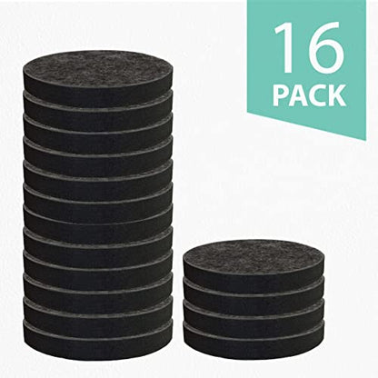 Performore 16 Pack Heavy-Duty Felt Furniture Sliders 3.5-Inch Round Floor Protectors Reusable Pads for Moving Chairs, Sofas, Tables on Carpet & Hardwood