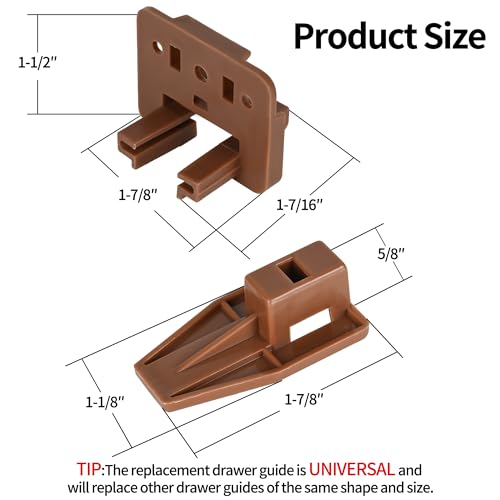 Compatible with kenlin Rite Trak 1 Drawer Track Guide and Glides, 6 Sets of Dresser Center Mount Plastic Drawer Slides - Fits Most Furniture Drawer System Such as Vaughan Bassett, Legacy and Pulask