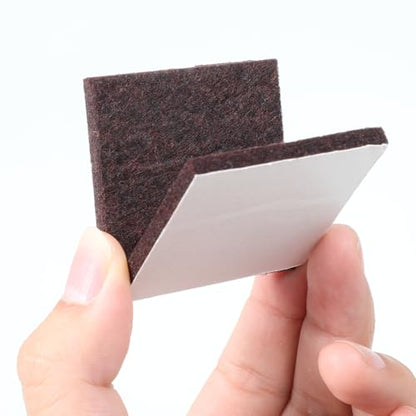 12Pcs Square Felt Furniture Pads 2 inch x 2 inch Self-Adhesive Table Leg Floor Protectors Cuttable Anti Scratch Furniture Pads for Hardwood Floors (Brown)