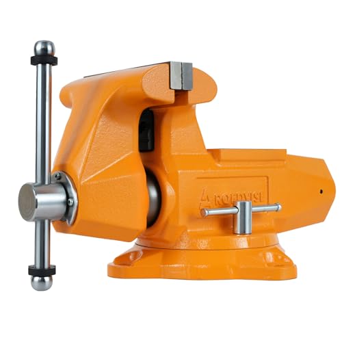4" Bench Vise with 360° Swivel Base, 4-1/2" Jaw Opening, Heavy Duty Ductile Iron Workshop Vise with Anvil & Pipe Jaws, 72,000 PSI Clamping Tool for Garage, Metalworking & Repair (DIV4) - color: Yellow, size: 4In
