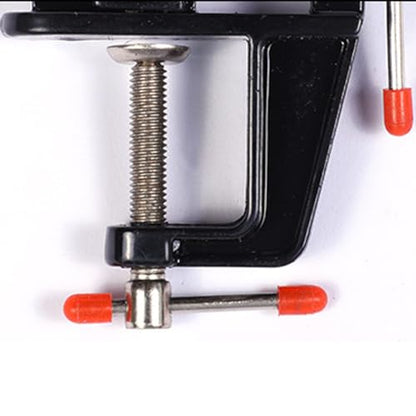 Mini Vise Clamp Small Bench Vice Clamp on Table Vise Drill Press Vice for Wood Craft Carving Jewelry Making DIY Clip on Tool, Black