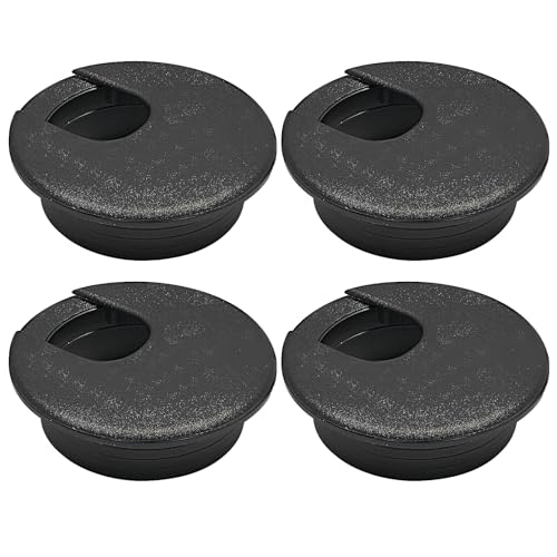 Desk Grommet 2" (50 mm), Desk Cord Hole Cover, Cable Grommet ABS Plastic, Desk Hole Grommet for Office and Home Table Cable, Detachable Cable Cord Organizer (Black 4 Pcs) - size: 2" (50 mm), style: 4 pcs Black