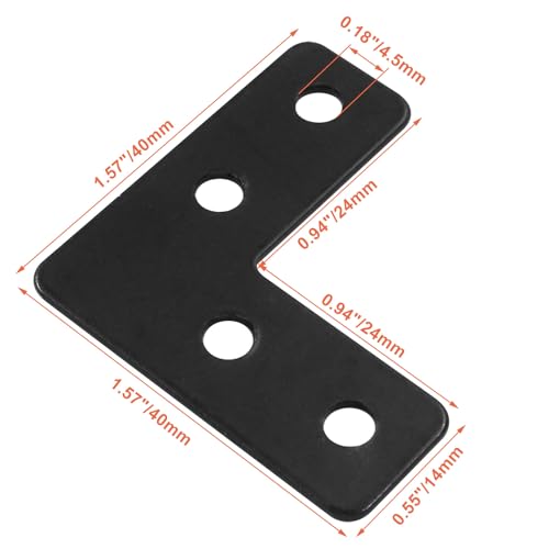 Bivethoi 20 Pcs L Shape Flat Mending Plates, 40 x 40mm (1.57" x 1.57") Stainless Steel Corner Braces with Screws, Flat Angle Brackets for Wood Furniture Repair, Cabinet, Shelf & DIY Projects, Black - size: 40x40mm/1.57"x1.57", style: L shape