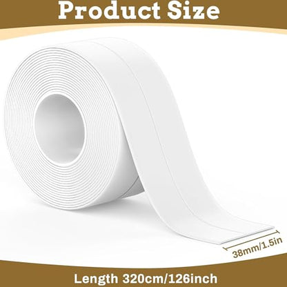 1 Roll Caulk Tape Self Adhesive Waterproof, Transparent Kitchen and Wall Sealing Tape, Bathroom Sealant Strip for Toilet, Bath Tub, Sink, Shower (White,1.5" x10.5Ft) - color: White