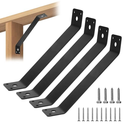 Angle Brackets 4 Pcs 7.3" Inside Mount 45-Degree Angle Corner Braces Inside Joint for Wood Post and Beam Desk Edge Box Pergola Gazebo DIY Kit - size: 7-1/4'' x 1-1/2''