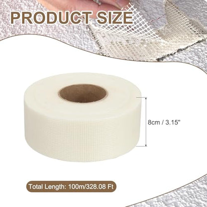 PATIKIL Drywall Repair Mesh Tape, 3 inch x 328 ft Fiberglass Repair Patch Self-Adhesive Dry Wall Joint Tape 10 Mesh Wall Hole Crack and Seam Patch, White - size: 3 inch x 328 Feet