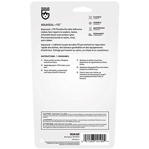 GEAR AID Aquaseal Wader and Boot Repair Kit – Waterproof Adhesive and Patch Kit for Fixing Holes, Tears in Neoprene, Breathable Waders and Outdoor Gear with Aquaseal FD and Tenacious Tape, 2 Pack - size: 1.25 Fl Oz (2 Pack)