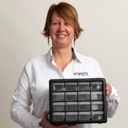 Akro-Mils 16-Drawer Plastic Cabinet for Garage Organization, Beads, Makeup Organizer, Building Bricks Storage, Teacher Toolbox, 10-1/2" W x 6-1/2" D x 8-1/2" H, 10716 Black (Pack of 4) - size: 16 Drawer (Pack of 4)