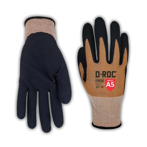 MAGID D-ROC ANSI A5 DX+ Technology VersaTek Grip Work Gloves, 1 Pair, Size 9/Large, DXPG53 - size: 9/L, style: 1 Pair