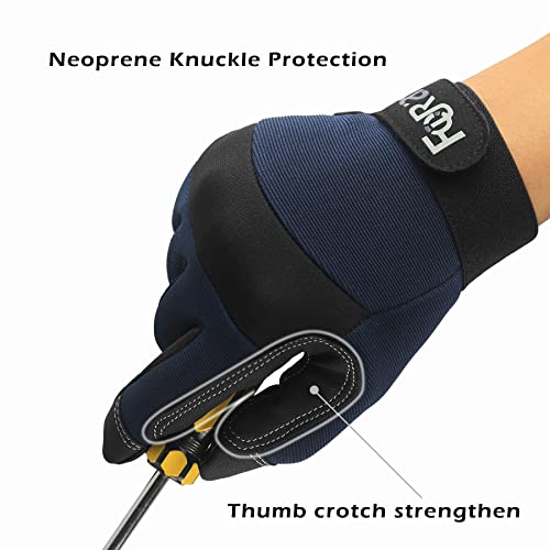 FOUR-AM Work Gloves Men & Women, Utility Mechanic Working Gloves High Dexterity Touch Screen For Multipurpose,Excellent Grip - size: Medium