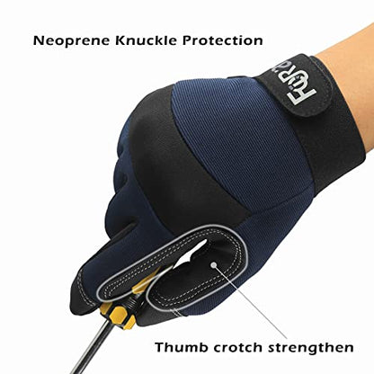 FOUR-AM Work Gloves Men & Women, Utility Mechanic Working Gloves High Dexterity Touch Screen For Multipurpose,Excellent Grip - size: X-Large