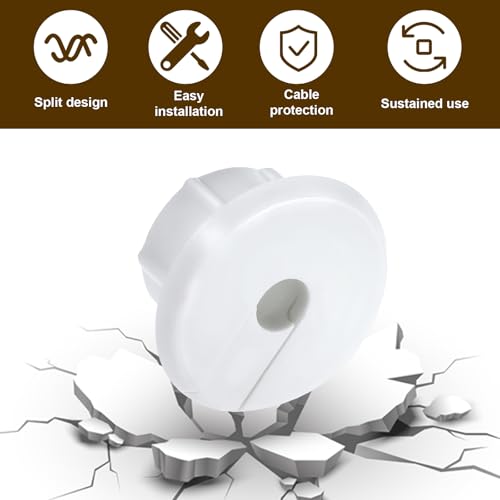 4Pcs Wall Cable Pass Through Grommet, 1'' Plastic Feed Through Bushing, Compatible Wall Hole Routing Kit, Cords Hole Covers Bushing for Cables Wires Furniture (White)