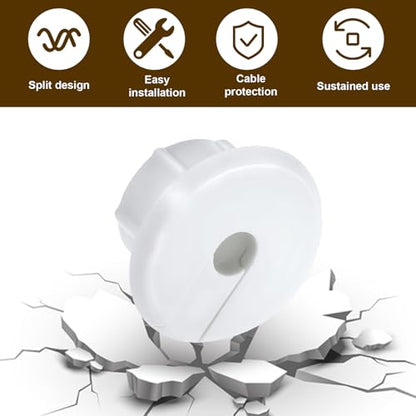 4Pcs Wall Cable Pass Through Grommet, 1'' Plastic Feed Through Bushing, Compatible Wall Hole Routing Kit, Cords Hole Covers Bushing for Cables Wires Furniture (White)