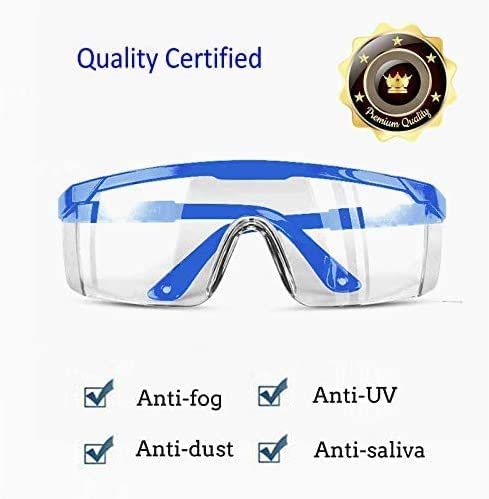 5 PACKS Safety Glasses Goggles, Men Women Clear Anti-fog UV400 Protection Eyeglasses Adjustable Temples ANSI Z87 Eyewear Protection Anti-Scratch Eye Shields for Industrial Work - color: Blue &Yellow