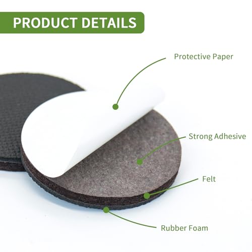 Non Slip Furniture Pads 16 PCS 2 1/2'' Round - Anti Slip Furniture Pads - Self Adhesive Rubber Feet Furniture Feet - Chair Leg Floor Protectors - Keep Furniture in Place - size: Round 2.5 inch 16PACK