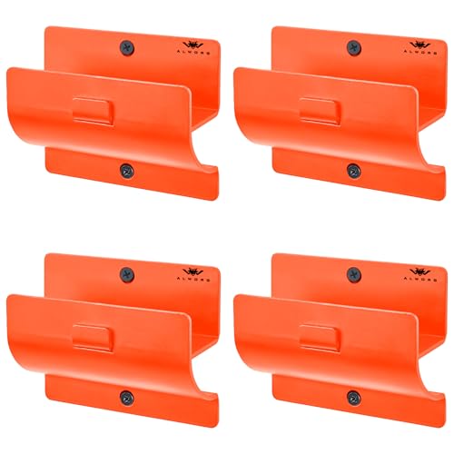 Ladder Holders - Set of 4 Garage Hooks - Orange Wall Mount Heavy Duty Ladder Hangers and Brackets - color: Orange, size: Pack of 4 Hooks