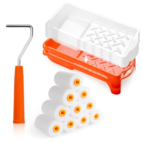 Foam Paint Roller, 18 Pcs 2 Inch Small Paint Roller Kit with 10 Pack High-Density Foam Paint Roller, Paint Tray and Liner, Mini Paint Roller for Painting Wall, Door, Cabinet, Furniture - size: 2 Inch Kit, 18 Pack