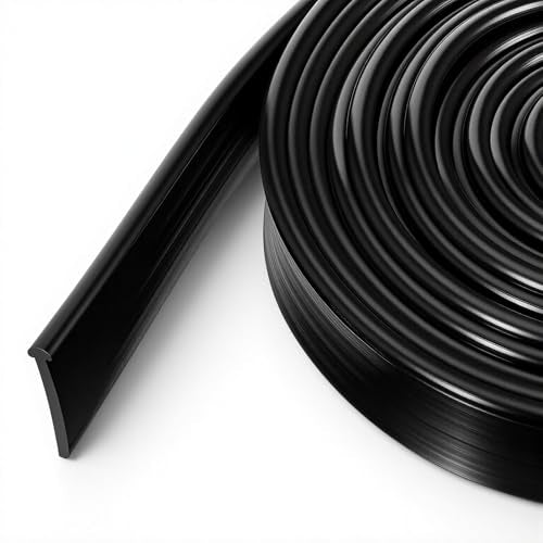 Framed Shower Door Bottom Seal Shower Bottom Waterproof Door Rubber Sweep Trim 118 Inch Black Silicone Waterproof Trim Sweep Replacement Seal for Home Bathroom Showers, Tee Insert Shape