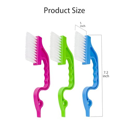 Asltw Swan Neck Cleaning Brush Set, 3 Angled Handle Scrub Brushes + 1 Crevice Brush for Window Tracks, Grout, Corners and Tight Spaces, Firm Bristles for Deep Cleaning in Kitchen and Bathroom