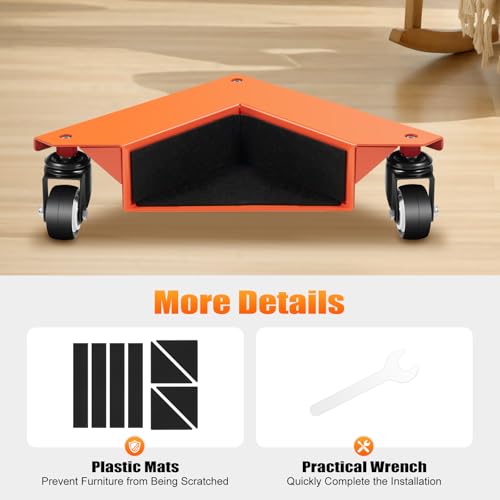 Furniture Dolly 1433 LBS Heavy Duty Furniture Movers with 3 Wheels 360 Ratating Desk Cabinet Corner Mover Dolly Furniture Lift Mover Tool for Cabinets, Refrigerators, Desks (Set of 4)