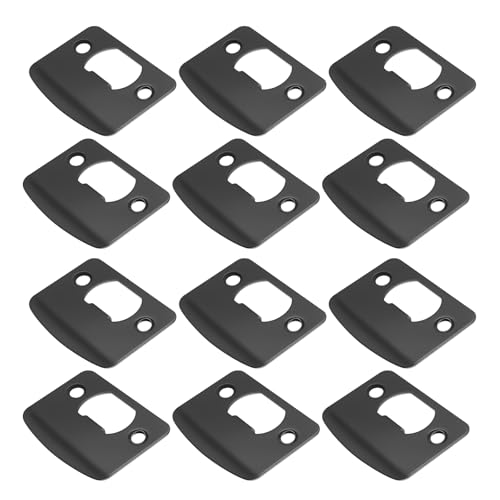 EATAKWARD 12 PCS Stainless Steel Deadbolt Covers Door Reinforcement Kit, Door Strike Plate, Black Deadbolt Strike Plate for Residential and Commercial Use (Rounded Corners) - style: Rounded Corners