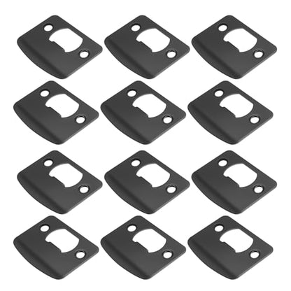 EATAKWARD 12 PCS Stainless Steel Deadbolt Covers Door Reinforcement Kit, Door Strike Plate, Black Deadbolt Strike Plate for Residential and Commercial Use (Rounded Corners) - style: Rounded Corners