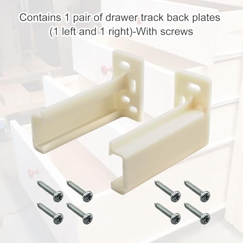 Drawer Track Back Plate Compatible with Prime-Line R 7265, 3/8 in. x 1 in. ABS Hard Materials, Off-White (1 Pair)