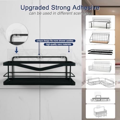 Strong Adhesive Shower Caddy Replacement, 4 Pack No Drill Adhesive Hooks for Bathroom & Kitchen, Holds 40lbs, Waterproof & Transparent Strips for Tile, Glass, Smooth Walls - color: 4 PCS