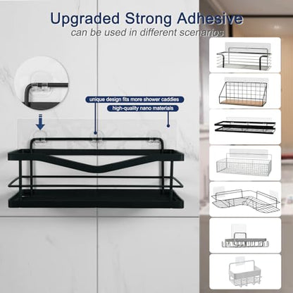Strong Adhesive Shower Caddy Replacement, 4 Pack No Drill Adhesive Hooks for Bathroom & Kitchen, Holds 40lbs, Waterproof & Transparent Strips for Tile, Glass, Smooth Walls - color: 4 PCS