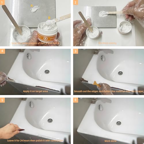 Tub Repair kit White, Enamel, Fiberglass, Ceramic, Tub Tile Toilet Shower Kit,Porcelain Sink chip Filler Acrylic Bathtub Repair Kit for Cracks Chips Dents Holes Scratches Patch and Repairs Chips