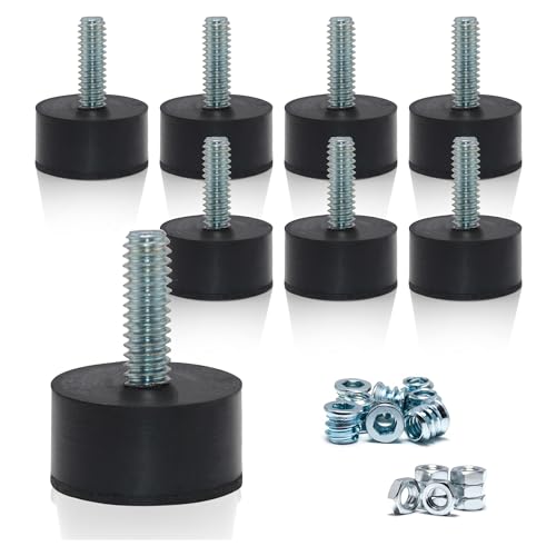 NEWBYTEK 1/4-20 Rubber Adjustable Furniture Leveler，8 Pack Leveling Feet Screws in Threaded, Feet Levelers Screw On Furniture Glide Leveling for Table, Chair, Furniture Legs - size: 1/4"-20 With Nuts, 8pcs
