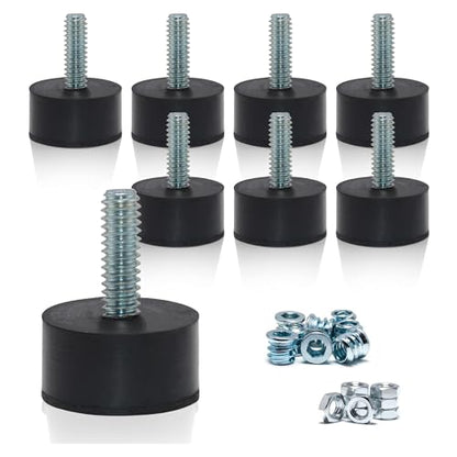NEWBYTEK 1/4-20 Rubber Adjustable Furniture Leveler，8 Pack Leveling Feet Screws in Threaded, Feet Levelers Screw On Furniture Glide Leveling for Table, Chair, Furniture Legs - size: 1/4"-20 With Nuts, 8pcs