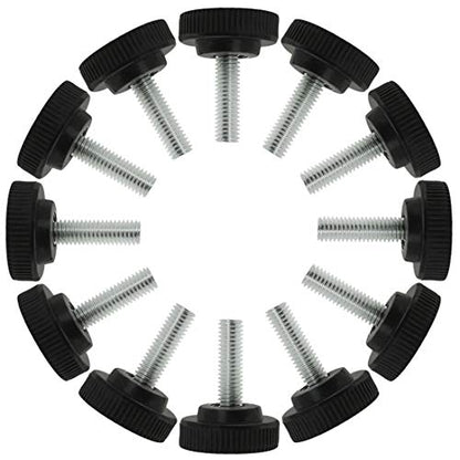 uxcell M8 x 25 x 30mm Screw on Furniture Glide Leveling Feet Adjustable Leveler Pad for Chair Industrial Machine Desk Leg 12 Pack, Black and Silver Tone