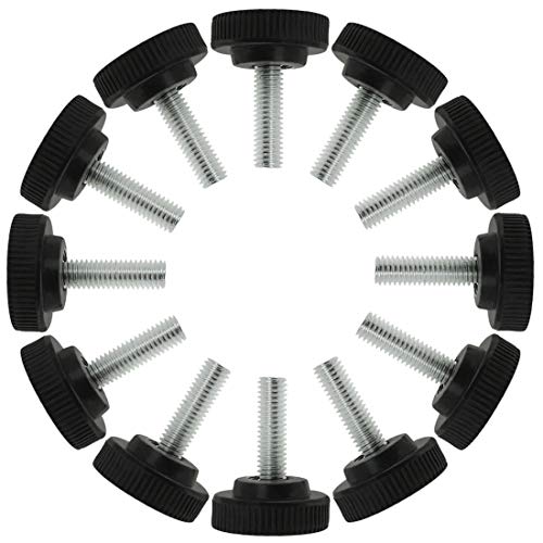 uxcell M8 x 25 x 30mm Screw on Furniture Glide Leveling Feet Adjustable Leveler Pad for Chair Industrial Machine Desk Leg 12 Pack, Black and Silver Tone