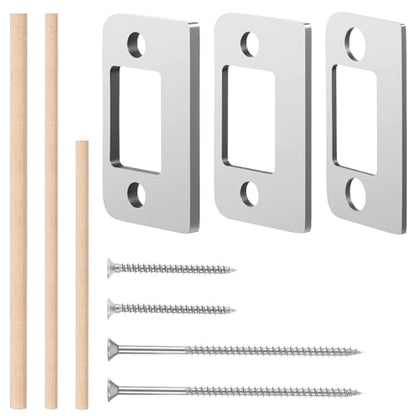 Door Strike Shim Plates, Standard Size Spacer Deadbolt Restorer Strike Plates 3 Different Thickness Stainless Steel Spacer Door Reinforcement Backplate Block The Access to Latch for Home Office
