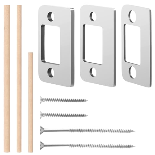 Door Strike Shim Plates, Standard Size Spacer Deadbolt Restorer Strike Plates 3 Different Thickness Stainless Steel Spacer Door Reinforcement Backplate Block The Access to Latch for Home Office