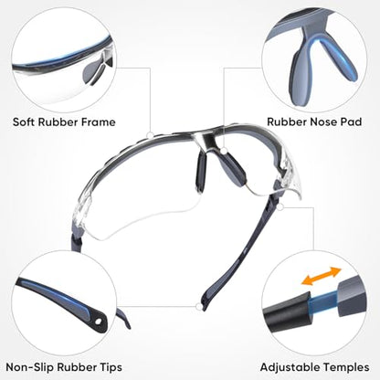 TICONN Anti-Fog Safety Glasses for Men and Women, ANSI Z87.1 Scratch Proof Eye Goggles with Adjustable Arms and UV Protection - style: 1 Pack/Clear