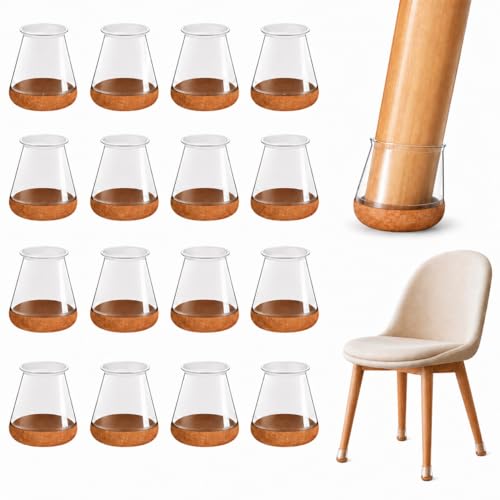 OCONDA 24PCS Chair Leg Floor Protectors Round, Silicone Clear Furniture Cups for Hardwood Floors, Silicone Chair Leg Caps with Wrapped Felt, Anti-Scratch, Reduce Noise, Medium Fit: 0.76''-1.18'' - color: Clear, size: Round M