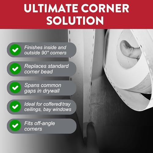 Drywall Tape – Original Pro-Pack Drywall Repair Corner Bead – Finishes Inside or Outside 90 Degrees and Off-Angle Corners – Replaces Standard Bead, Uses Less Compound – 6 Rolls of 50" - size: 6 pack