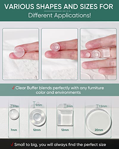 ONUEMP 107pcs Cabinet Door Bumpers Clear, Adhesive Rubber Feet Silicone, Sound Dampening Door Slam Stopper Non Slip Furniture Pads Wall Protector for Cutting Board, Drawers, Glass Cabinet - size: 107PCS