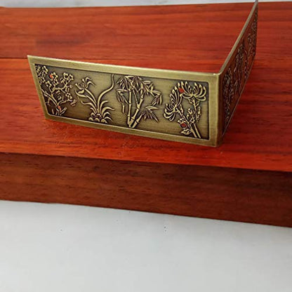 4Pcs Antique Embossing Brass Decorative Corner Protectors Braces Classical Furniture Tables and Chairs TV Cabinet Corner Guard Edge Cover