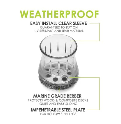 Slipstick GorillaOutdoor Berber Furniture Feet Pads with Clear Sleeve Sock (8 Pack) Outdoor Furniture Sliders for Round & Square Legs, Medium - size: Universal Medium