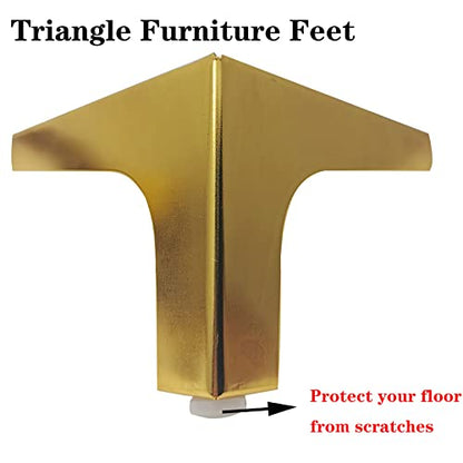 6.7 Inch / 17 cm Furniture Legs Gold Set of 4 Metal Furniture Legs Modern Triangle Feet for Sofa Cabinet Cupboard Couch Chair Ottoman - color: Gold, size: 6.7 Inch
